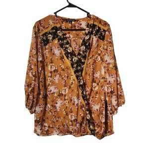 NWT Zac & Rachel V Neck Faux Wrap Blouse Sz  1X